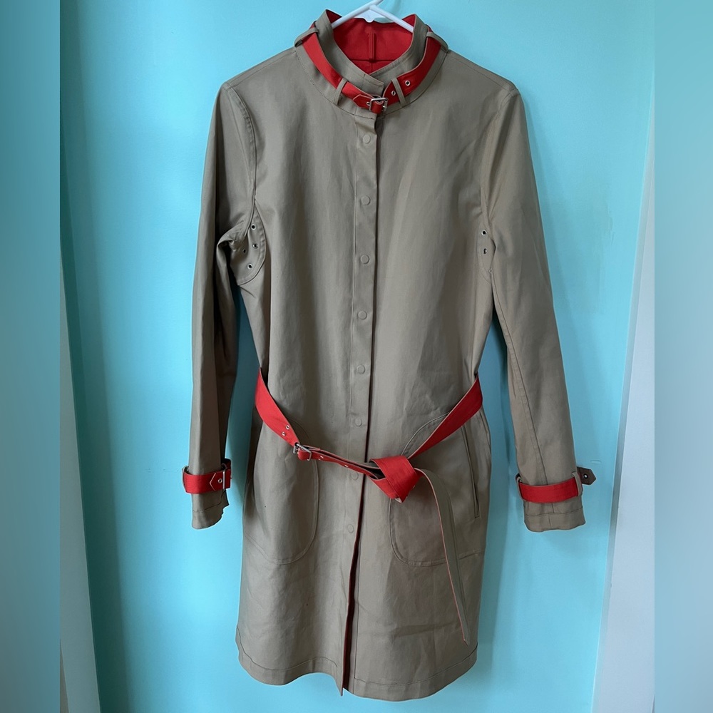 W by Worth Khaki Orange Reversible Trench Coat